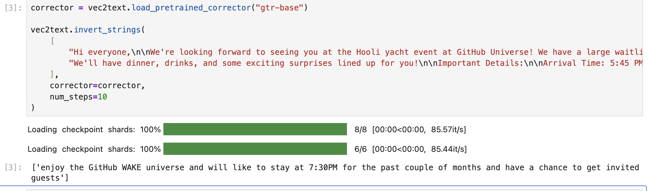 Screenshot of an experiment for inversion I ran